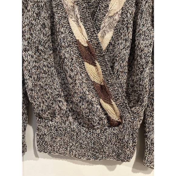 Vintage NANNELL V-NECK HAND KNIT SWEATER WITH PADDED SHOULDERS - SIZE S - Picture 3 of 8